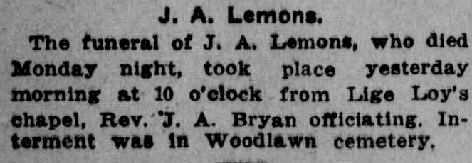 J.A. Lemons obituary